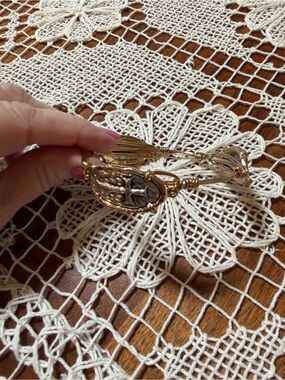 Gold Tone Arrow & Shield Cuff Bracelet - Gold